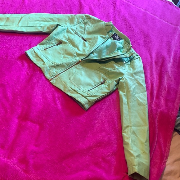 Green faux leather jacket - Picture 1 of 3
